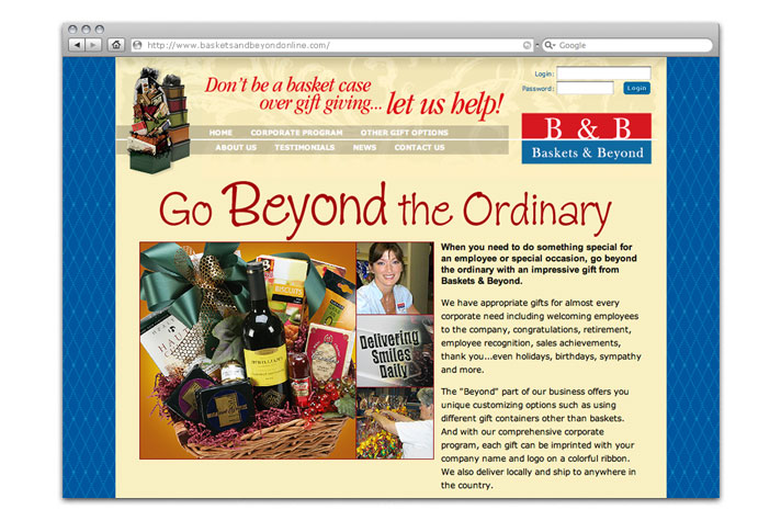 Web Site Design for Corporate Gifts—Baskets & Beyond
