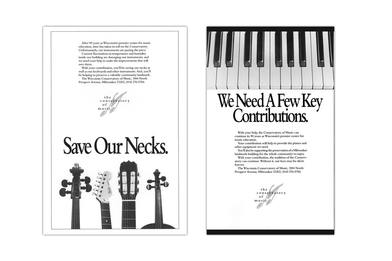 Save Our Necks Ad for Conservatory of Music, Milwaukee