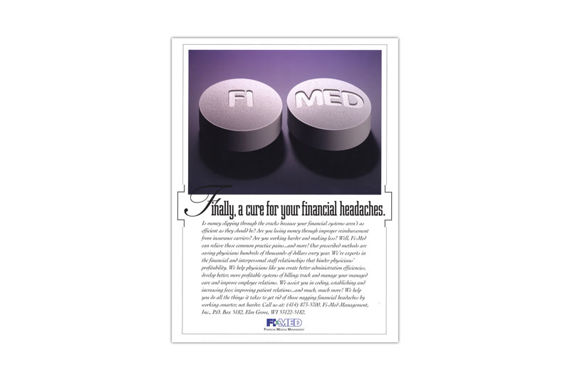 Cure For Financial Headaches Ad for Physician Financial Consultants
