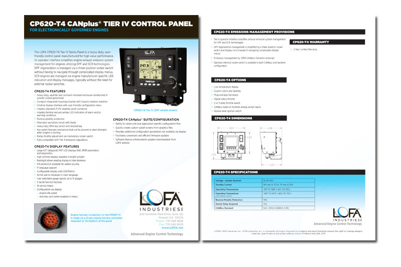 LOFA Sales Sheet for LOFA Advanced Engine Controls
